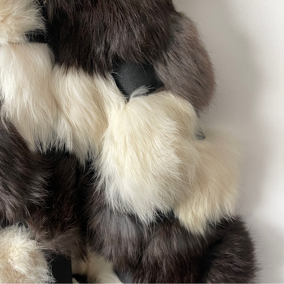 Vintage rabbit fur patchwork coat - size large, made in Korea - Picture 10 of 14